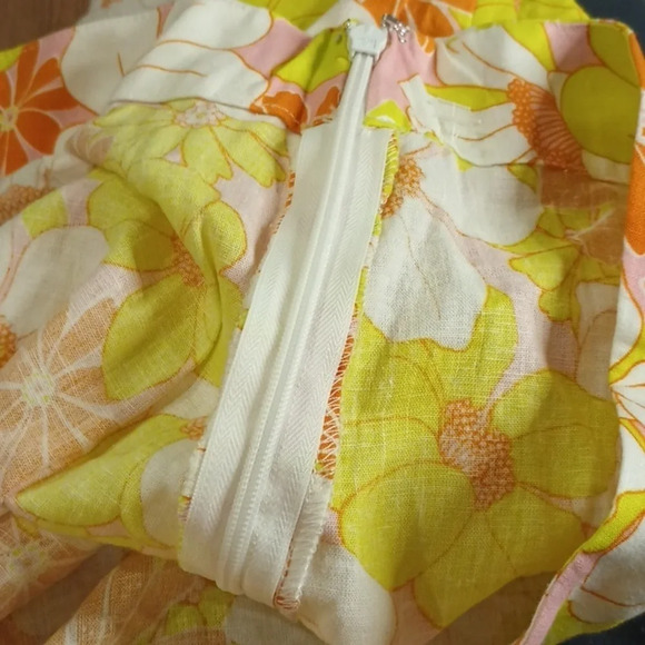 Sanctuary Pink Yellow Orange Floral Linen Mini Skirt GGG - Picture 5 of 6